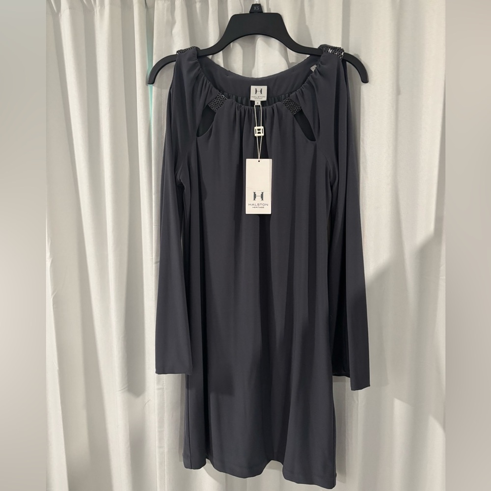 (NWT) Halston Heritage Charcoal Beaded Tunic